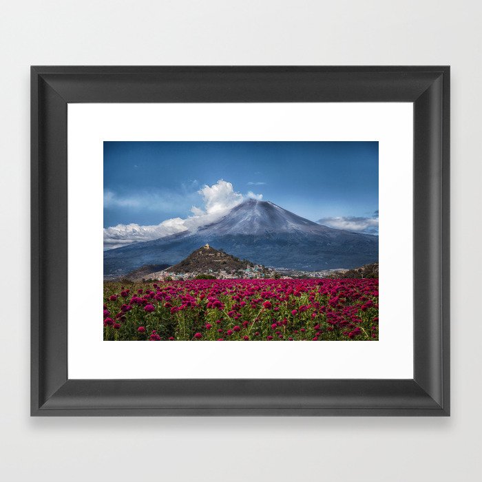Popocatepetl Volcano Puebla Mexico Framed Art Print