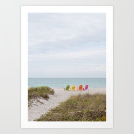 Colorful Chairs on the Beach #1 #wall #art #society6 Art Print