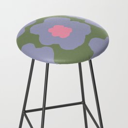 Large Pop-Art Retro Flowers in Very Peri Lavender on Green Background  Bar Stool