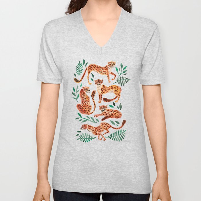 Cheetah Collection – Orange & Green Palette Unisex V-Ausschnitt Cheetah Collection – Orange & Green Palette Unisex V-Ausschnitt