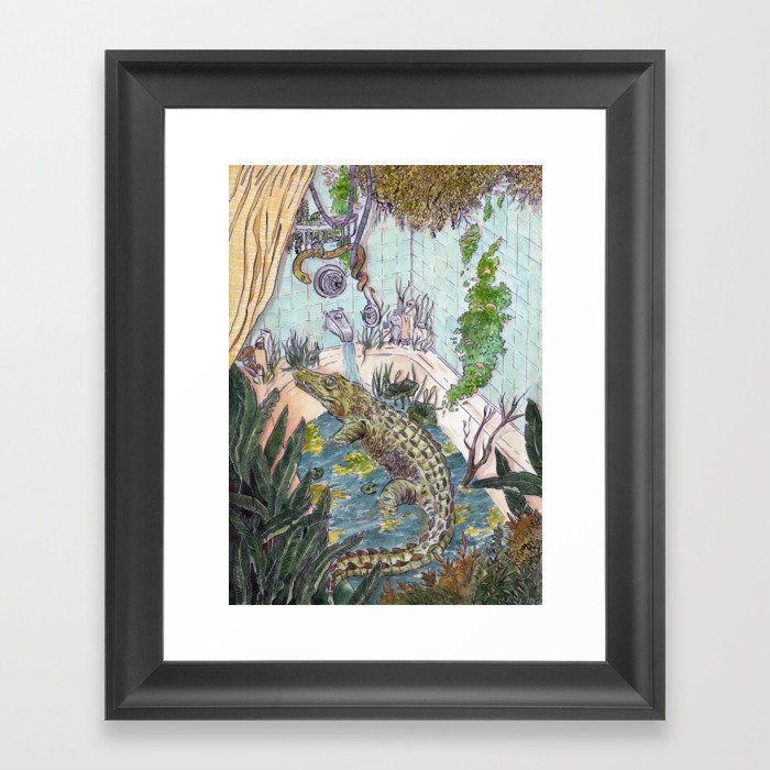 Crocodile in the Tub Framed Art Print