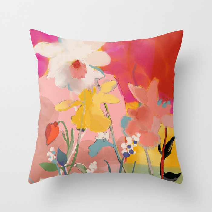 blooming abstract pink Throw Pillow