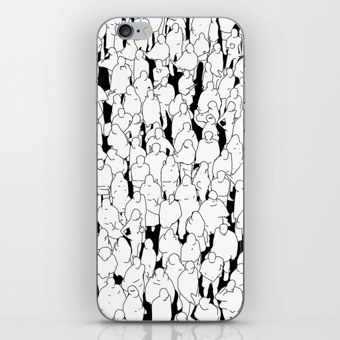 Public assembly B&W / Lineart people pattern iPhone Skin