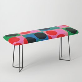 Mid-Century Modern Abstract Bubbles Hot Pink Bench