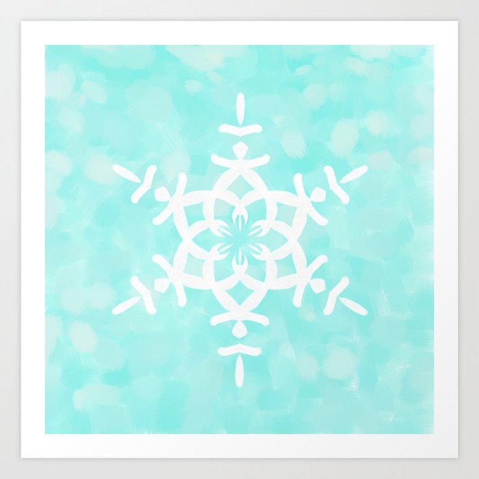 Snowflake Aqua Blue Art Print