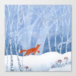 When the Wind Brings Snow to the Forest Canvas Print