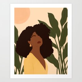 Black Woman Boho Portrait  Art Print