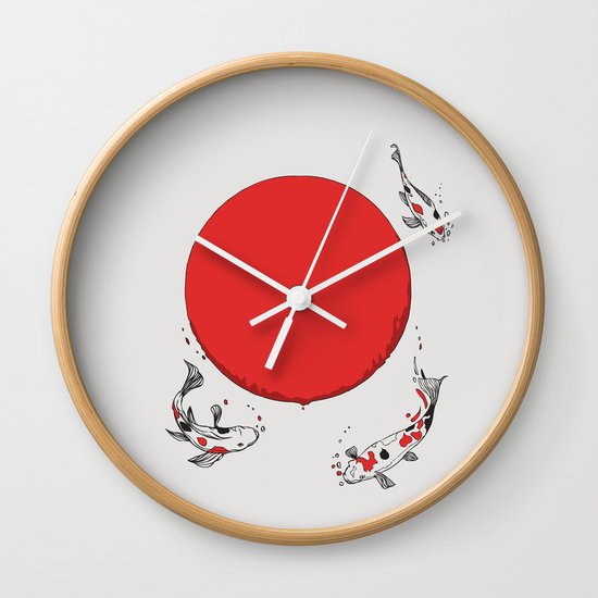Koi and Sun Wall Clock