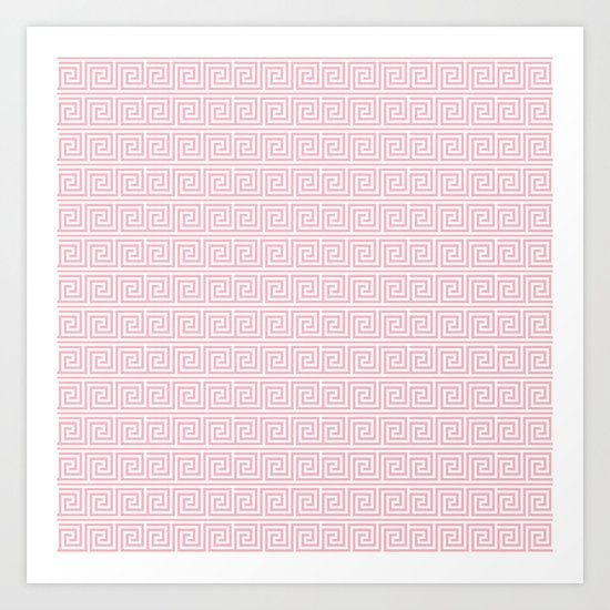 Blush Pink Greek Key Pattern Art Print