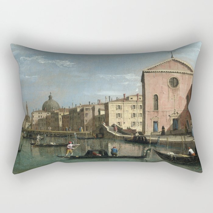 Venice, The Grand Canal facing Santa Croce by Follower of Canaletto Rectangular Pillow