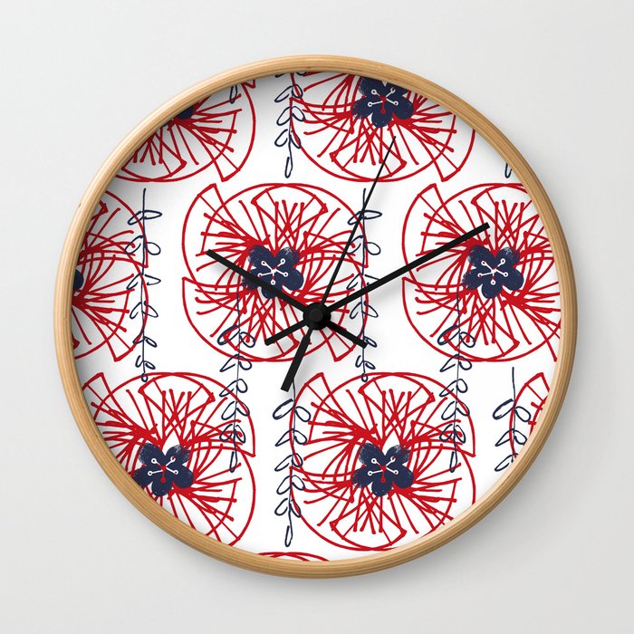Kabuki Wheel of Fans I Wall Clock
