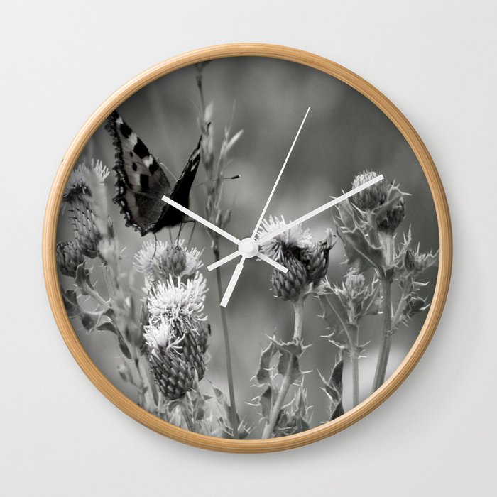 Butterfly on a Thistle in the Scottish Highlands Wall Clock