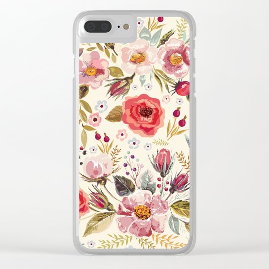 Floral Theme Clear iPhone Case