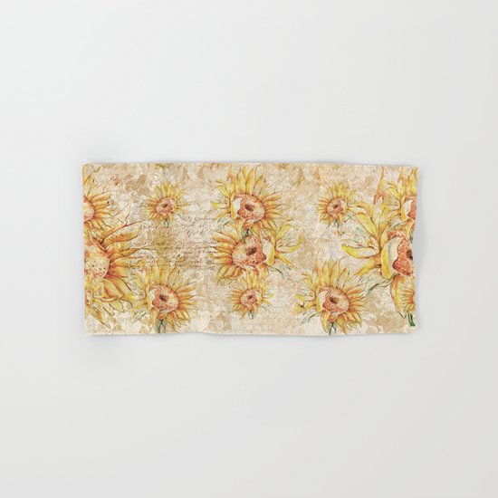 Vintage Sunflowers #5 Hand & Bath Towel
