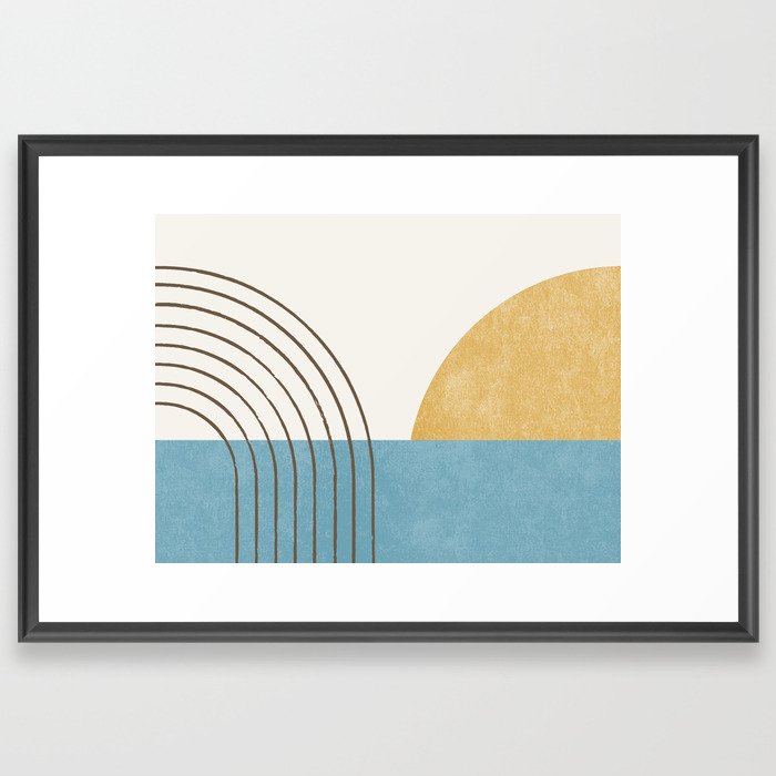 Sunny Ocean Horizon Framed Art Print