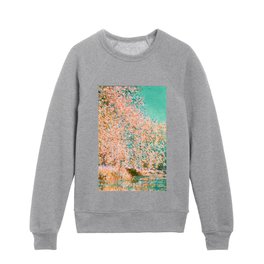 Monet : Bend in the River Epte 1888 peach teal Kids Crewneck
