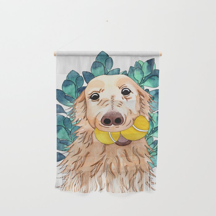 Golden Retriever Turquoise Nature Wall Hanging