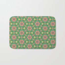 Tell me I'm Vintage - Pink and Green Flowers - Patterns from Wallpaper 1 Bath Mat | Pattern, Flowers, Colorful, Green, Maximalist, Pink, Hippie, Groovy, Psychedelic, Neon 