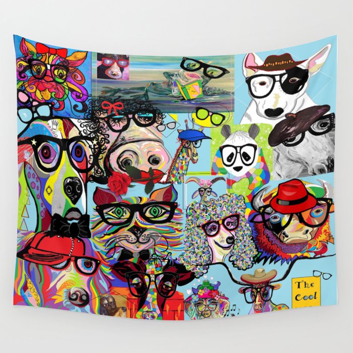 Hip Animals with Glasses . . . The Cool Kids Wall Tapestry by
