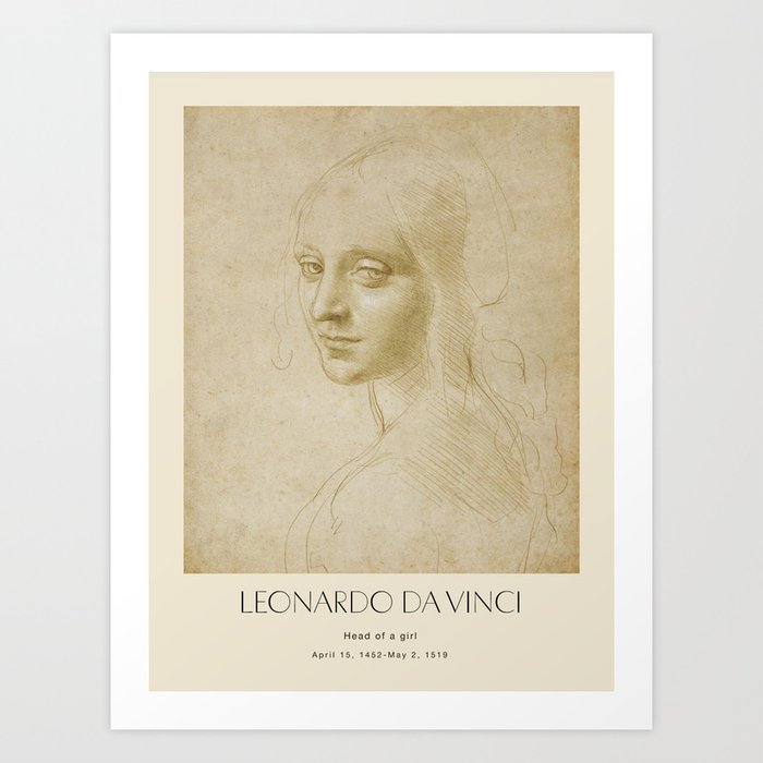 Poster-Leonardo Da Vinci-Head of a girl. Art Print