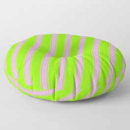 [ Thumbnail: Chartreuse & Plum Colored Striped/Lined Pattern Floor Pillow ]