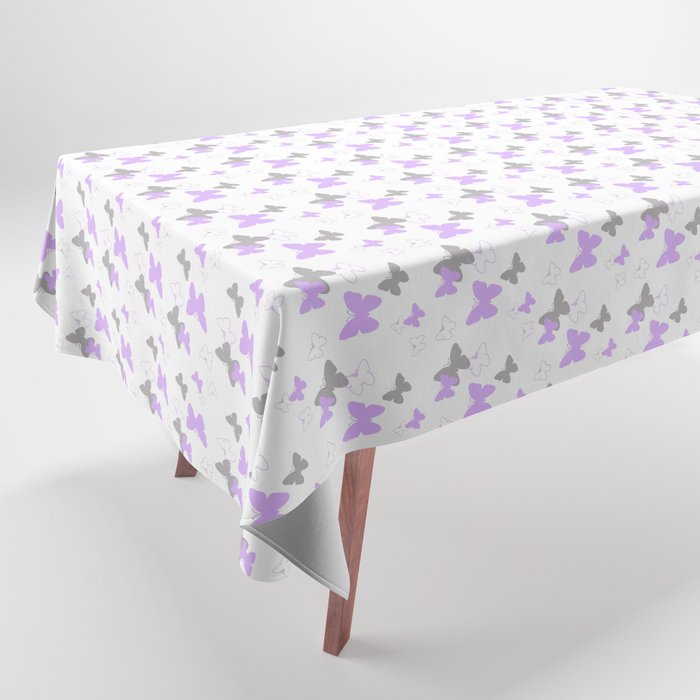 Purple Gray Butterfly Tablecloth