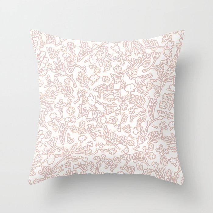 Botanical-Pattern, set, pink, 3, spring, botanic, nature, botanical, floral, flowers, floral-pattern, leaves, plants, minimalist, garden, jungle, leaf, exotic, tropical, flower, boho, cacti, succulent, digital, graphic-design, pattern,  Throw Pillow