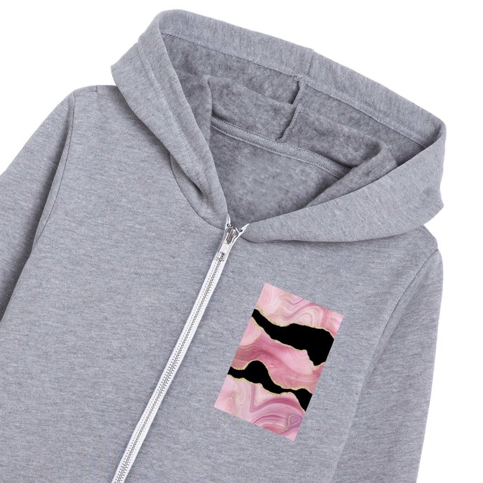 Pink & Gold Glitter Agate Texture 04 Kids Zip Hoodie