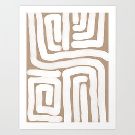 Tan and White Lines Abstract Print Art Print