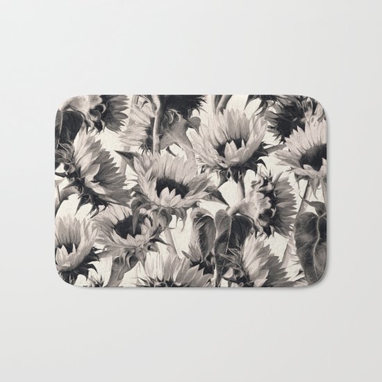 Sunflowers in Soft Sepia Bath Mat