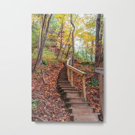 Fall Colors and Stairs in the Forest | Nature Photography Metal Print | Landscape, Curated, Forest, Leaves, Travel, Minnesota, Outdoors, Scenic, Mn, Stairs 
