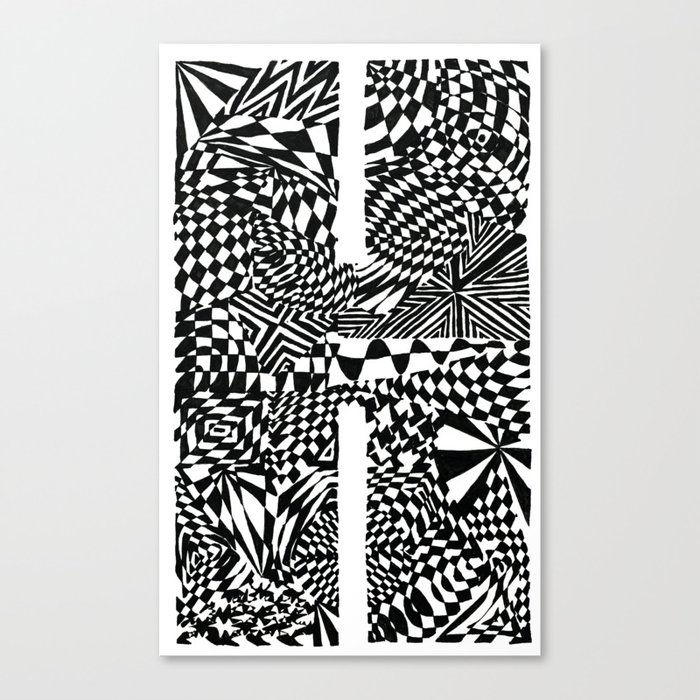 Alphabet Letter H Impact Bold Abstract Pattern (ink drawing) Canvas Print