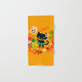 Hulaween Kitty with Tiki Pineapple Hand & Bath Towel