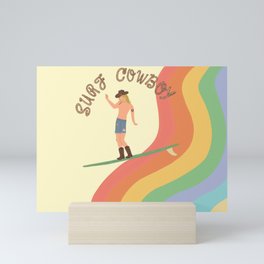 Rainbow Surf Cowboy Mini Art Print