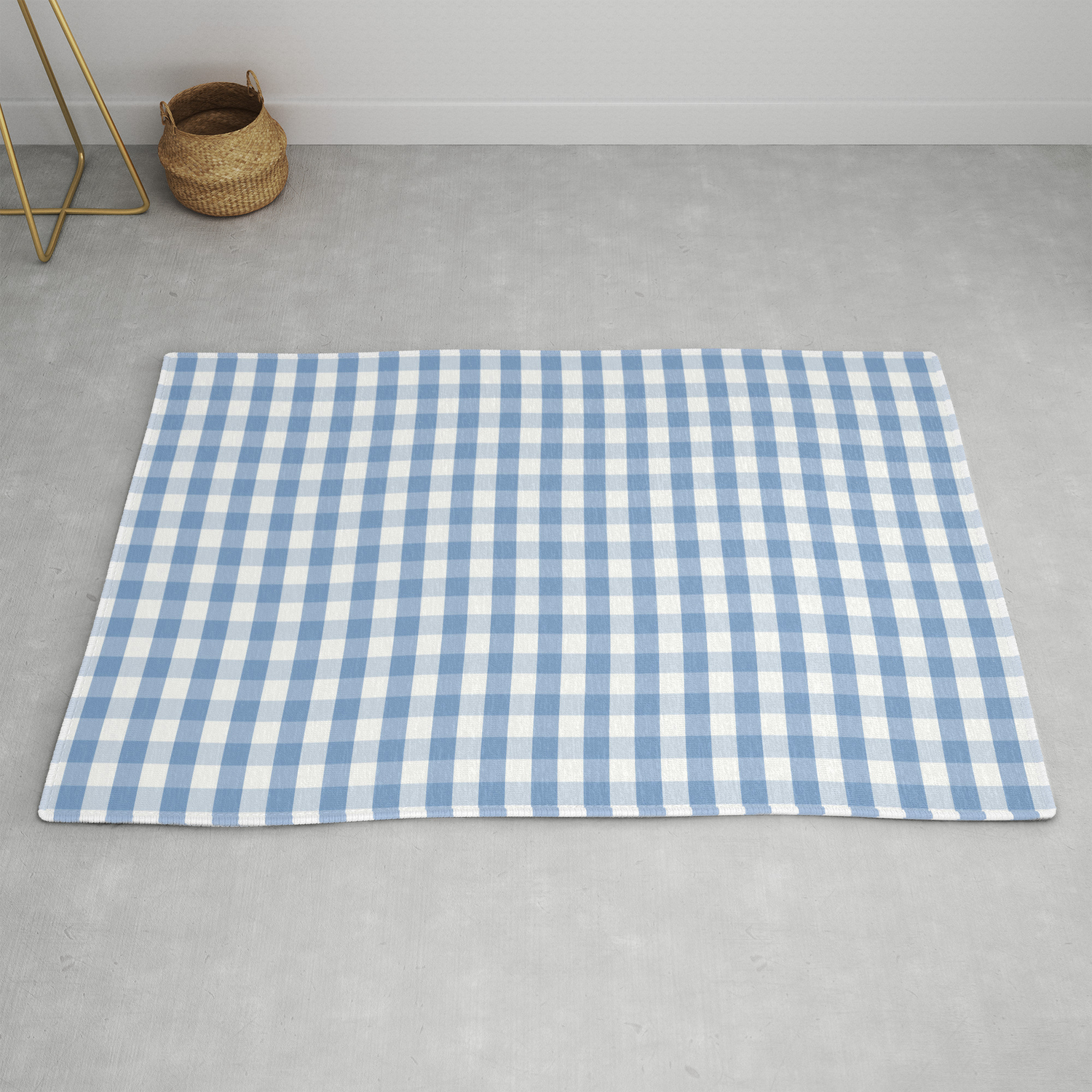 Classic Pale Blue Pastel Gingham Check Rug By Podartist Society6