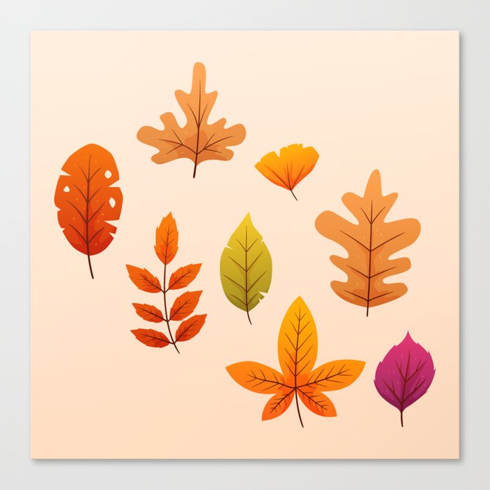 Bright Fall Leaves Minimalist Canvas Print
