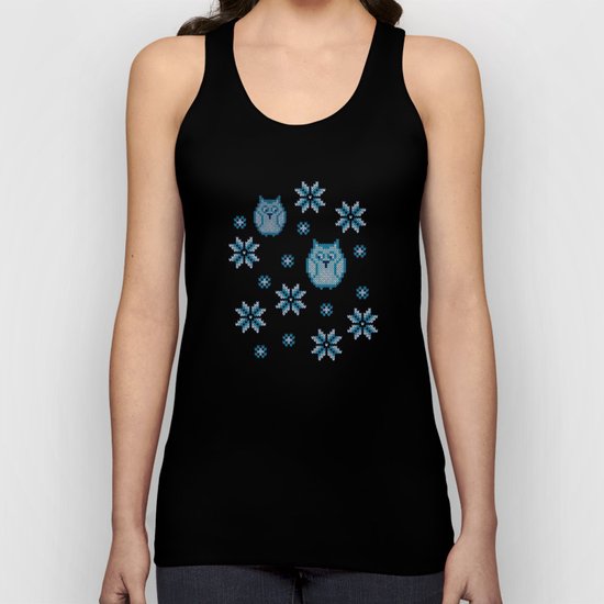 Owls winter knitted pattern Unisex Tank Top