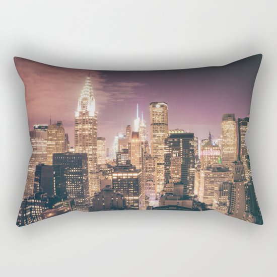 New York City - Chrysler Building Lights Rectangular Pillow