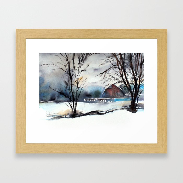 Winter Farm Framed Art Print By Sandyallnock Society6 Winter Farm Framed Art Print