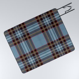 Blue and Brown Square Pattern Picnic Blanket