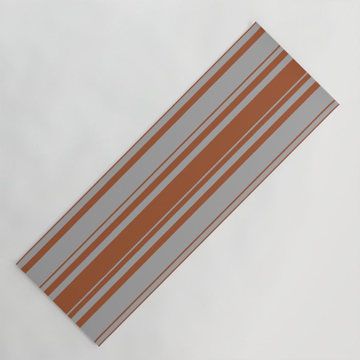 Sienna & Dark Gray Colored Stripes Pattern Yoga Mat