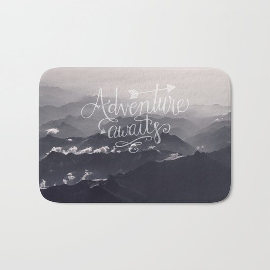Adventure awaits Mountain View Typography Bath Mat