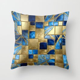 Beautiful Modern Ocean Blue Gold Collection Throw Pillow