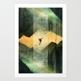 Mirror World Sunset - Falling Fox 1 Art Print