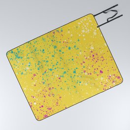 Paint Spatter - Yellow, Turquoise, Pink Picnic Blanket