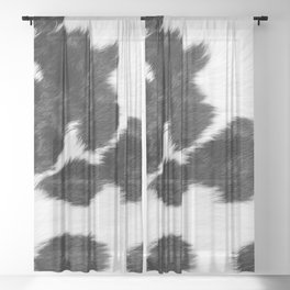 Modern Minimal Cowhide in Black and White Sheer Curtain