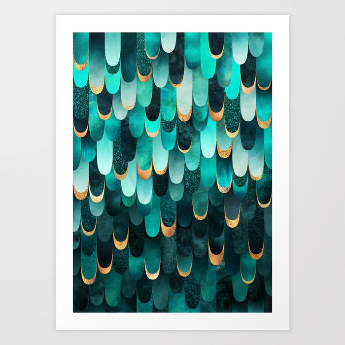 Feathered - Turquoise Art Print