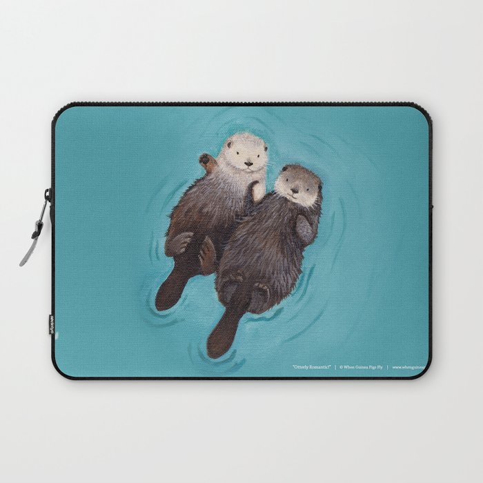 Otterly Romantic - Otters Holding Hands Laptop Sleeve