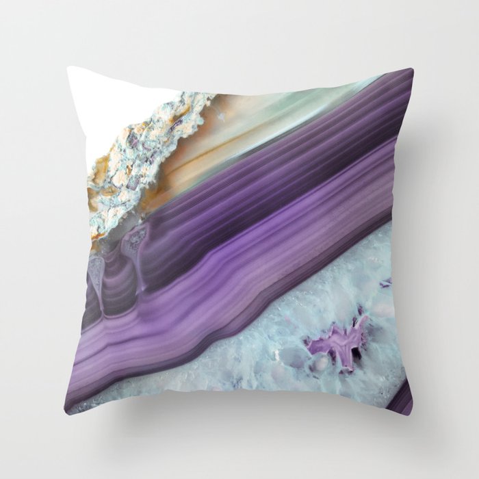 Purple Agate Slice Throw Pillow