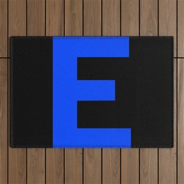 Letter E (Blue & Black) Outdoor Rug